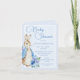 Invitation Baby shower bleu Peter Rabbit