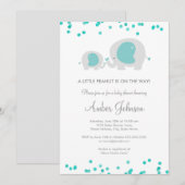 Invitation Baby shower bleu petit arachide (Devant / Derrière)