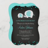 Invitation Baby shower bleu Petit Arachide Chalkbo (Devant / Derrière)