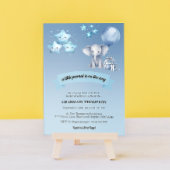 Invitation Baby shower bleu petit arachide éléphant bleu ball