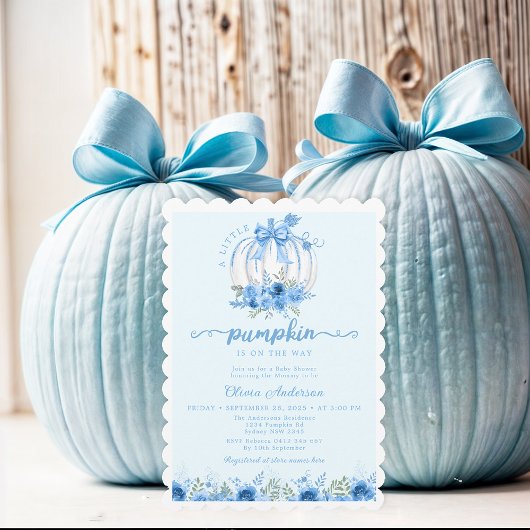 Invitation Baby shower bleu petit Citrouille