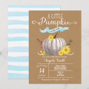 Invitation Baby shower bleu Petit Citrouille Automne Invitati