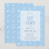 Invitation Baby shower bleu Pizza à la crème glacée Teddy Bea (Devant / Derrière)