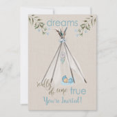 Invitation Baby shower bleu pour garçons Boho DreamCatcher Ti (Devant)
