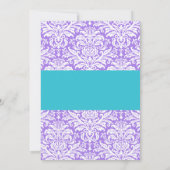 Invitation Baby shower bleu pourpre et Turquoise (Dos)