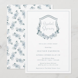 Invitation Baby Shower Bleu Poussiéreux