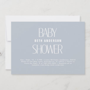 Invitation Baby shower bleu poussiéreux