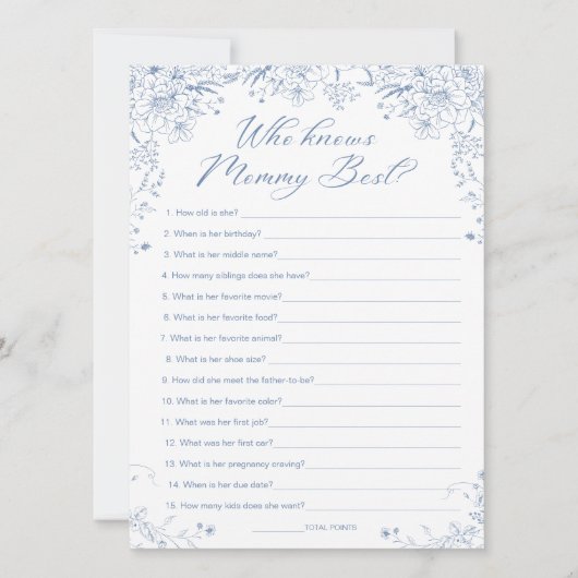 Invitation Baby shower Bleu Qui Connaît Maman La Meilleure Ca (Devant)