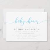 Invitation Baby Shower Bleu Relax Script (Devant)