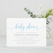 Invitation Baby Shower Bleu Relax Script (Debout devant)