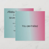 Invitation Baby Shower Bleu Rose (Devant / Derrière)