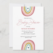 Invitation Baby shower bleu rose arc-en-ciel (Devant)