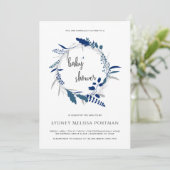 Invitation Baby shower Bleu Rustique Wreath Botanique (Debout devant)