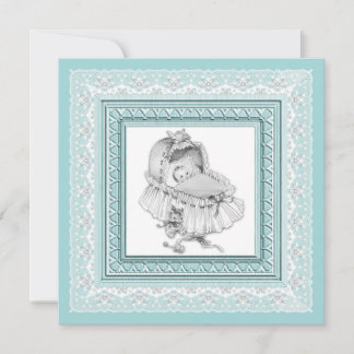 Invitation Baby Shower Bleu Sarcelle Vintage