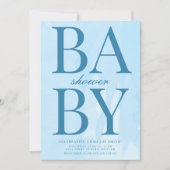 Invitation Baby shower bleu simple (Devant)