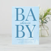 Invitation Baby shower bleu simple (Debout devant)