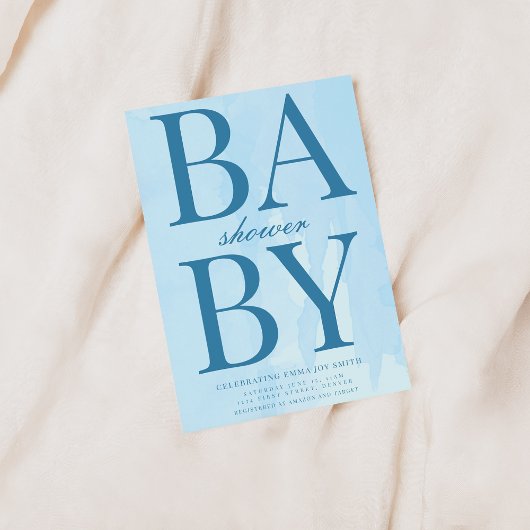 Invitation Baby shower bleu simple
