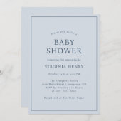 Invitation Baby shower bleu simple (Devant / Derrière)