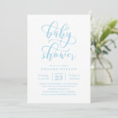 Invitation Baby shower bleu simple (Debout devant)