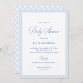 Invitation Baby shower bleu simple classique (Devant / Derrière)