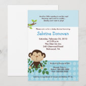 Invitation BABY SHOWER bleu singe MONKAROONI (Devant / Derrière)