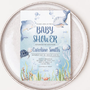 Invitation Baby Shower Bleu Sous l'Océan