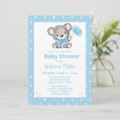 Invitation Baby shower bleu Teddy Bear Boys (Debout devant)