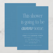 Invitation Baby shower bleu très intelligent (Devant / Derrière)