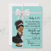 Invitation Baby shower bleu turquoise (Devant)