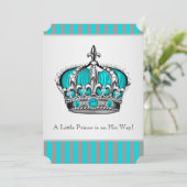 Invitation Baby shower bleu Turquoise argenté (Debout devant)