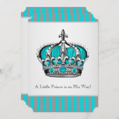 Invitation Baby shower bleu Turquoise argenté (Devant / Derrière)