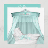 Invitation Baby shower bleu Turquoise élégant (Devant / Derrière)