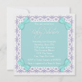 Invitation Baby shower bleu Turquoise et lavande (Dos)