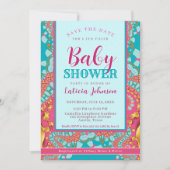 Invitation Baby shower ・ Bleu Turquoise et rose Moderne Abstr (Devant)
