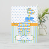 Invitation Baby shower bleu vert orange Giraffe (Debout devant)