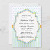 Invitation Baby shower bleu vert orange Giraffe (Dos)