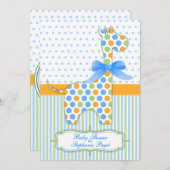 Invitation Baby shower bleu vert orange Giraffe (Devant / Derrière)