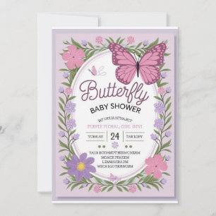 Invitation Baby shower Bliss papillon Élégant &