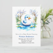 Invitation Baby shower Blissant Blue Floral Boy (Debout devant)
