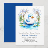 Invitation Baby shower Blissant Blue Floral Boy (Devant / Derrière)