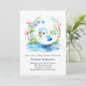 Invitation Baby shower Blissé Bleu Aquarelle (Debout devant)