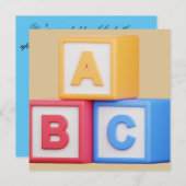 Invitation baby shower - Blocs Alphabet (Devant / Derrière)