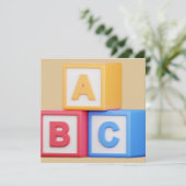 Invitation baby shower - Blocs Alphabet (Debout devant)
