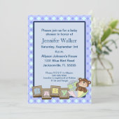 Invitation Baby shower Blocs Bébés - Bleu (Debout devant)