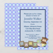 Invitation Baby shower Blocs Bébés - Bleu (Devant / Derrière)