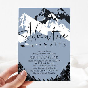 Invitation Baby shower Blue Adventure Await