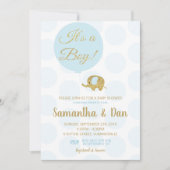 Invitation Baby shower Blue and Gold (Devant)