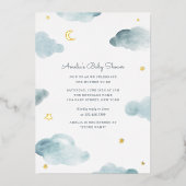 Invitation Baby shower Blue and Gold Foil Sweet Dr (Recto)