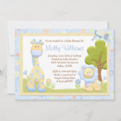Invitation Baby shower Blue Animals (Devant)