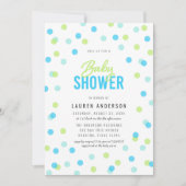 Invitation Baby shower Blue Aqua Green Confetti (Devant)